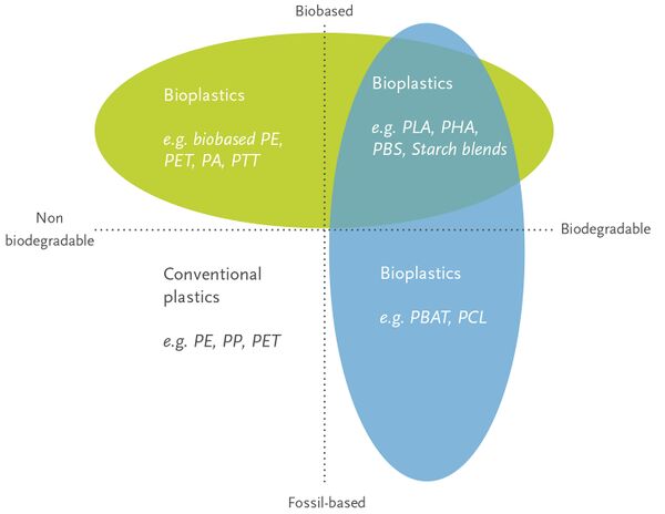The PHA family of bioplastics is both biobased and biodegradable. Source: https://www.european-bioplastics.org/bioplastic